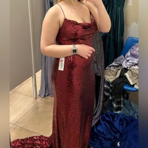 Red Sequin Floor length formal dress